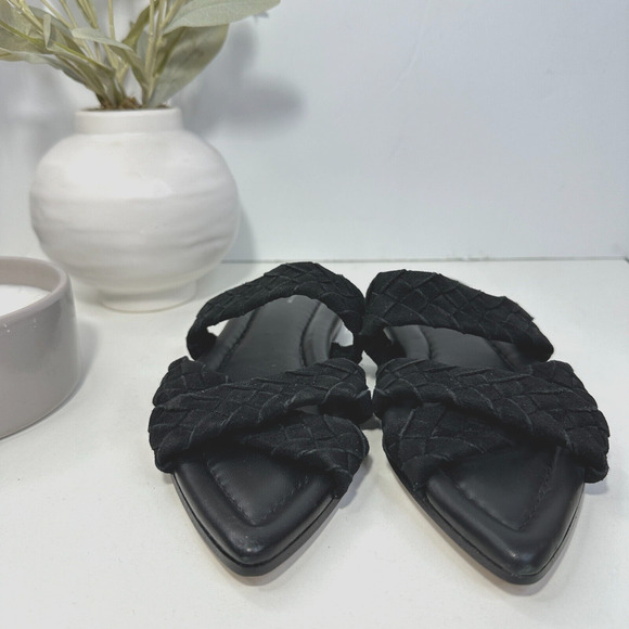 New Rag & Bone Lewis Braided Sandal Suede Pointed-Toe Black Women 36.5/6 NWOB - Picture 2 of 7
